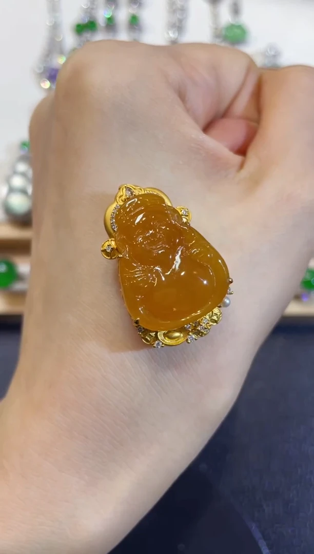 吊坠(不含链)18K金镶嵌翡翠团购1