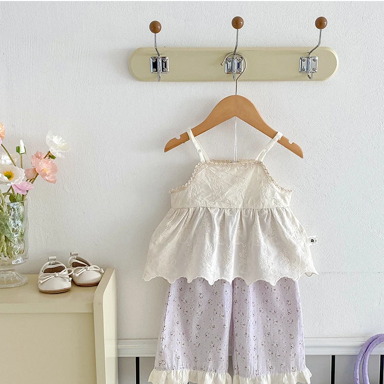 女童夏装套装a类纯棉婴儿吊带可爱女宝宝碎花裤子分体两件套薄款