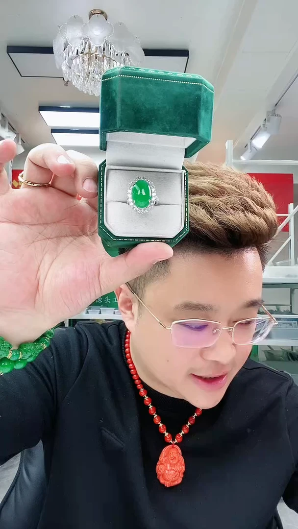 【闪购商品】翡翠戒指银S925镶嵌J22戒指