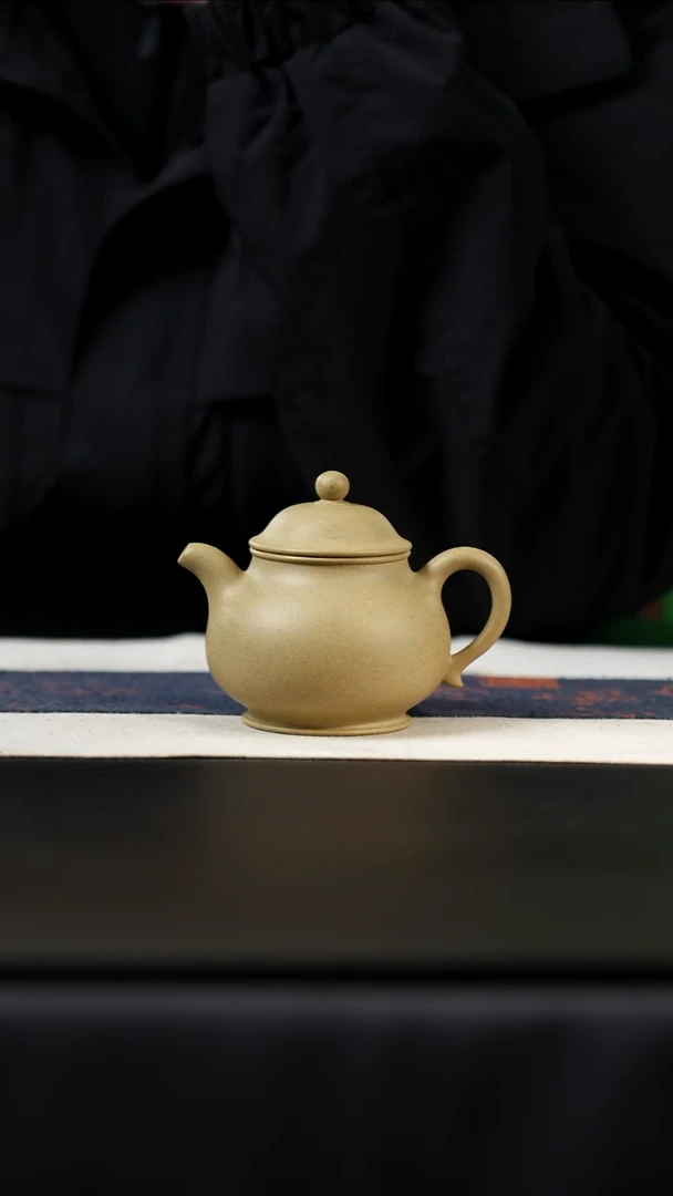 茶壶紫砂梨皮绿泥潘壶，160cc