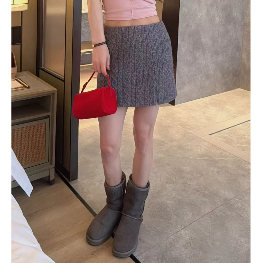 娜一家 2025冬季新款显瘦气质针织半身裙