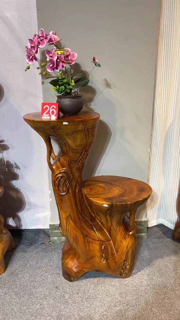 【闪购商品】木红心樟双台面花架