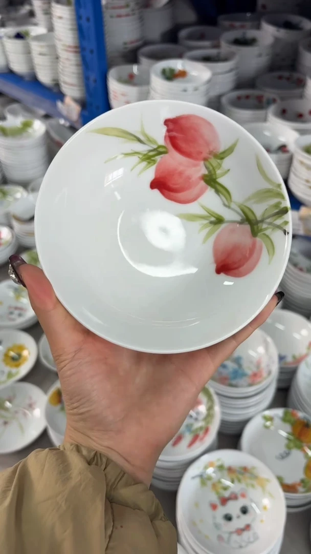 瓷片景德镇陶瓷食品级手绘釉中彩-小胖碗