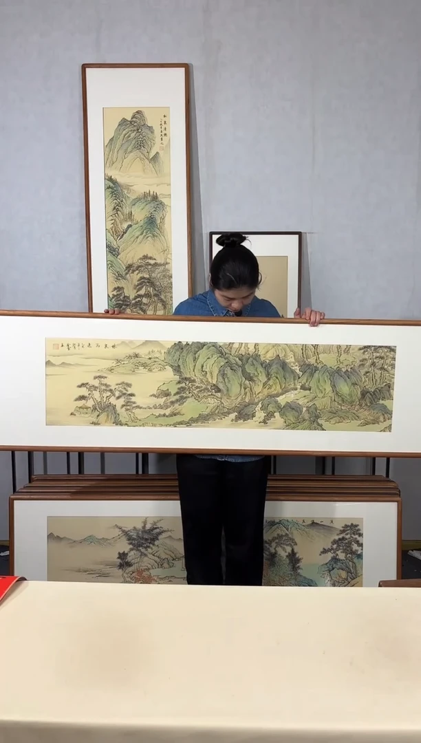 国画手绘*林泉高逸*52*172cm带框发货