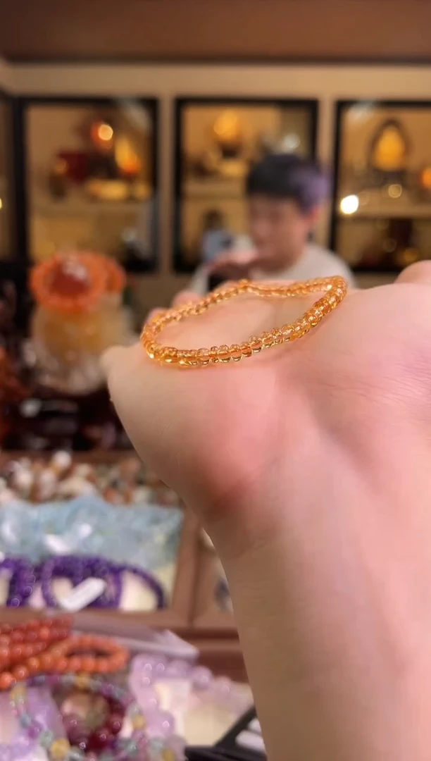 未镶嵌手链水晶4.5mm+金红黄水算盘珠（多样性发一）