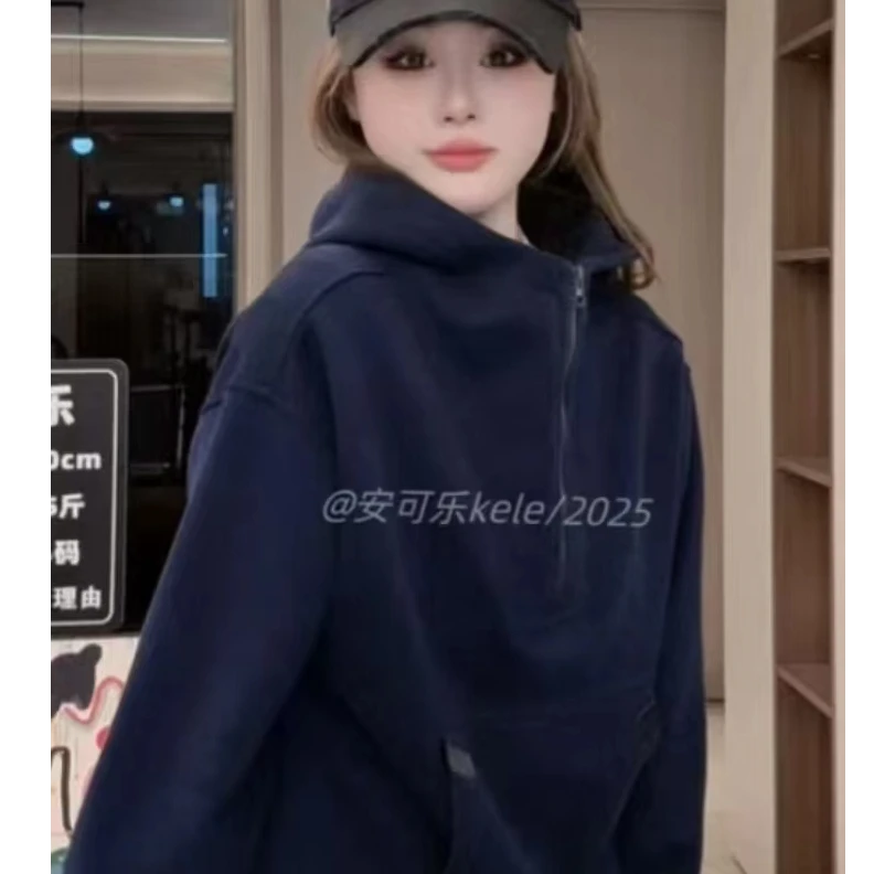 2025欧货宽松版拉链连帽卫衣女款春季新款时尚休闲外套