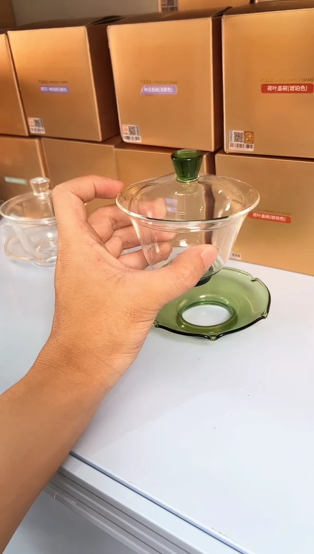 禾器 荷叶盖碗湖绿色
