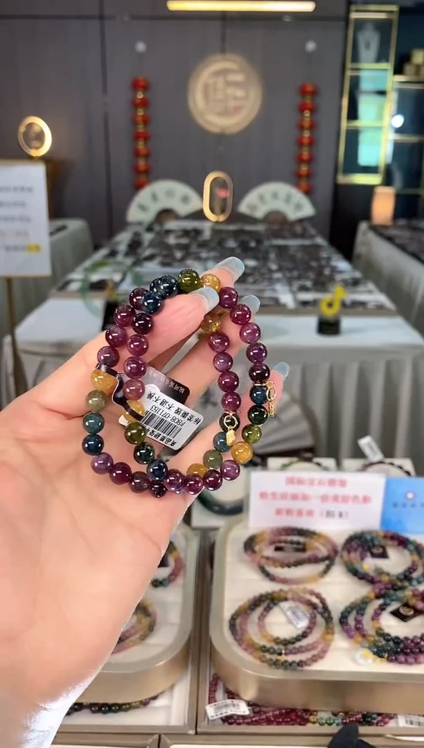 未镶嵌老矿碧玺色标彩虹单圈手串7mm+碧玺多样性发一条mz