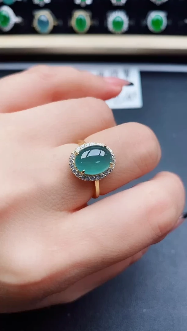 翡翠戒指银S925镶嵌508600