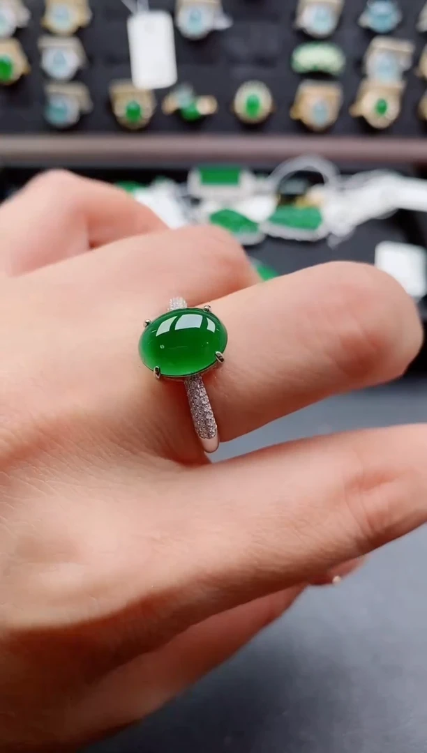 银S925镶嵌戒指翡翠1