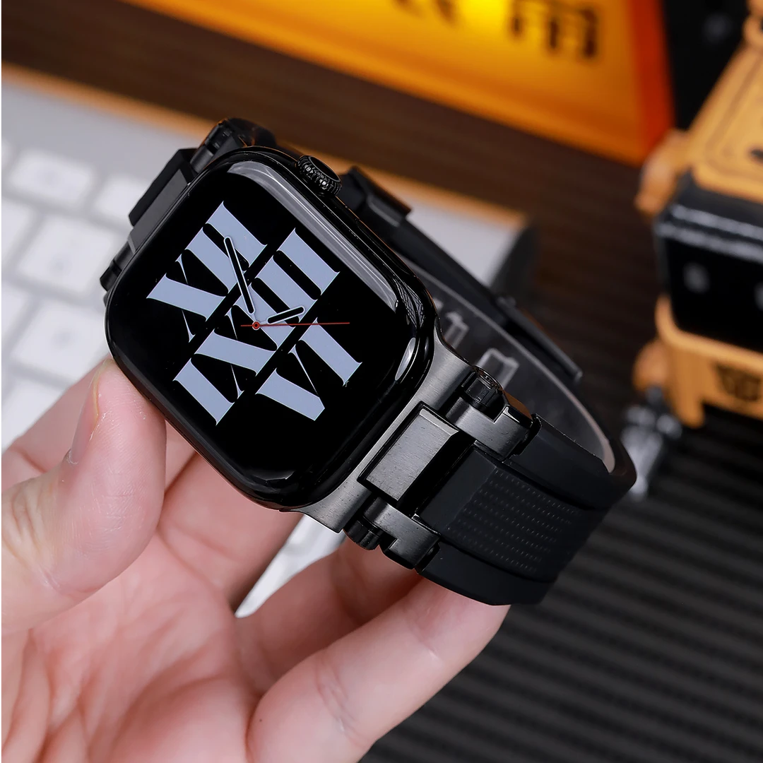 星图新机械风iwatch678910苹果手表带软舒适tpu不锈钢接口ultra49