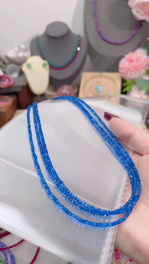 颈饰蓝宝石银S925镶嵌蓝方99