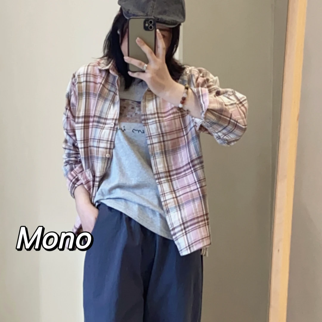 韩国正品不支持退换/wi/格子衬衣/0209