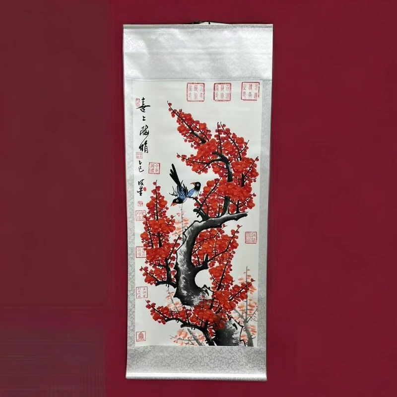手绘国画王洪星-喜上眉梢-精品卷轴，70CM乘以170CM配证书