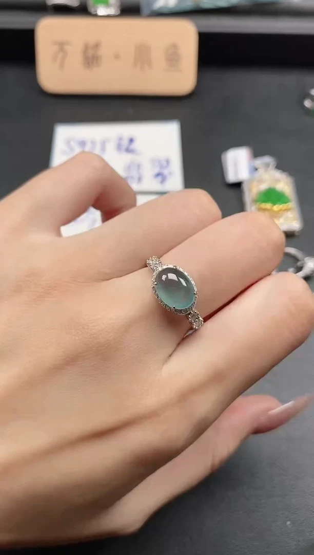 银S925镶嵌戒指翡翠51511