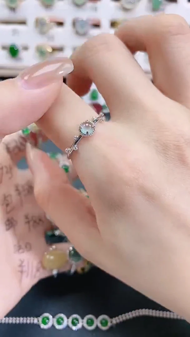 银S925镶嵌戒指翡翠天然翡翠