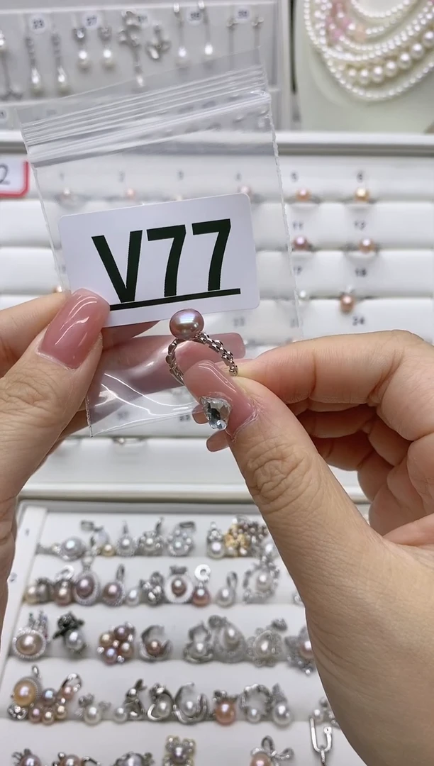 银S925镶嵌珠宝奇石淡水珍珠明**好V77