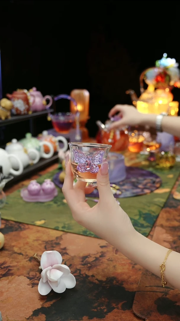 紫色蝴蝶品茗杯60cc@@@@@@