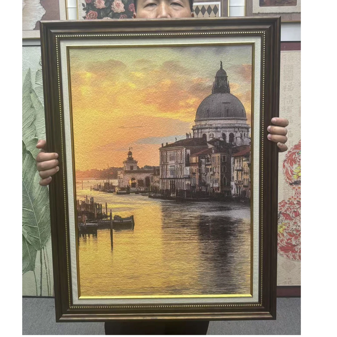 美式玄关装饰画客厅餐厅挂画竖走廊过道壁画欧式复古建筑风景6080
