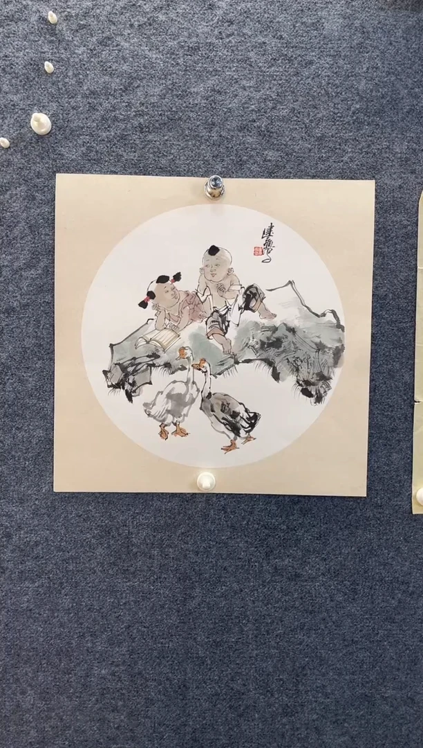 国画6686姚建G读书三尺斗方卡纸