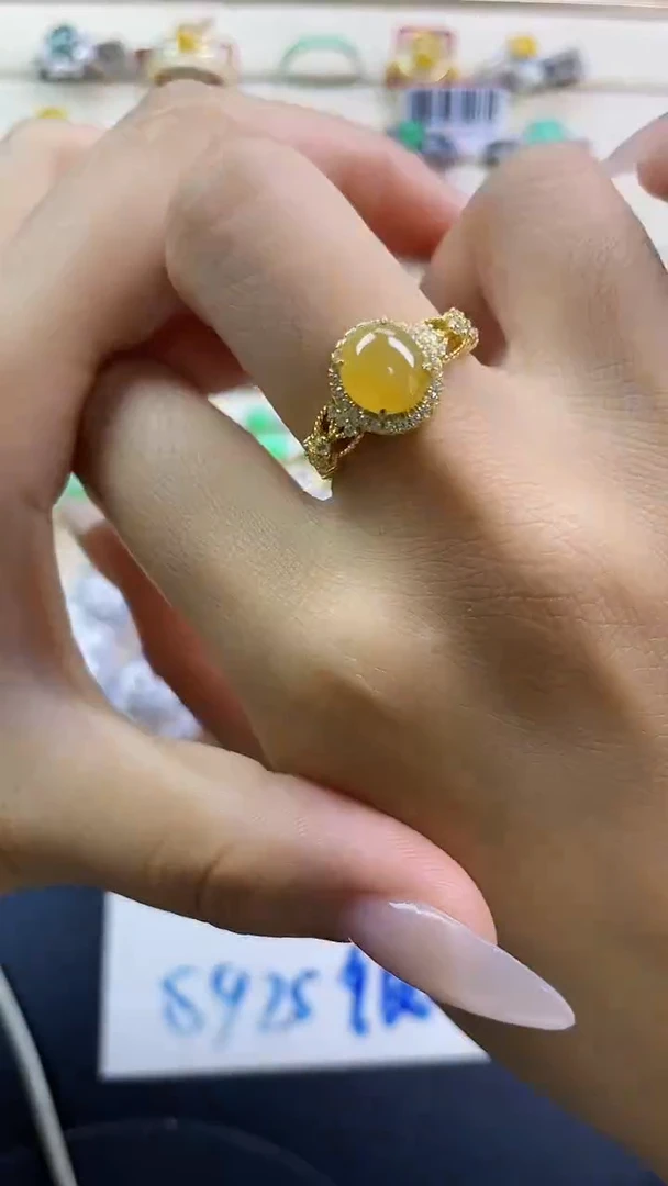 银S925镶嵌戒指翡翠翡翠 蛋面 银S925镶嵌