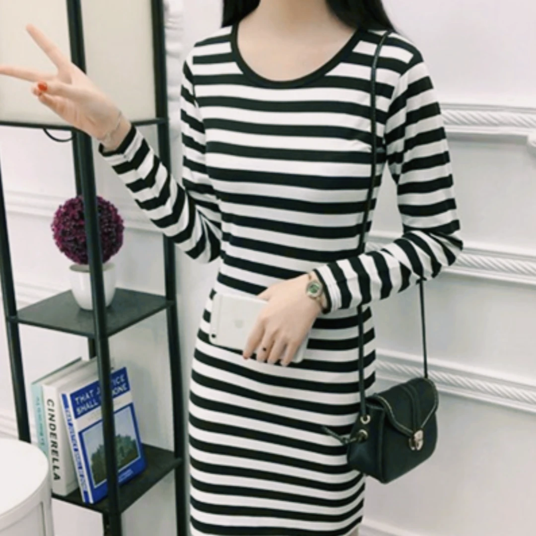 条纹连衣裙 M012