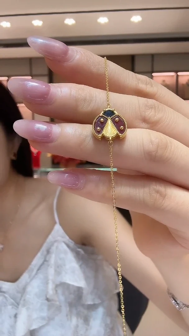 玛瑙/玉髓手链18K金镶嵌手链