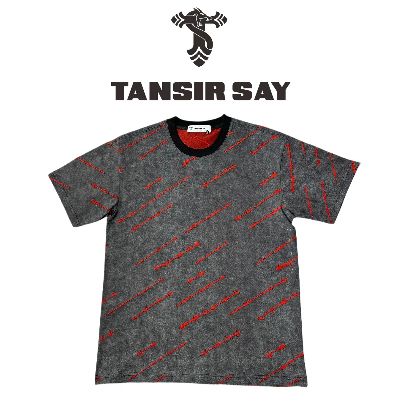 TANSIR SAY男装夏季激光烧花短袖