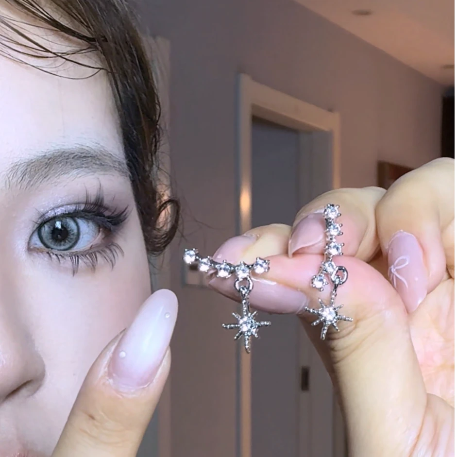 合金亚克力耳饰 冷淡风八芒星耳钉小众设计感气质百搭春夏耳饰