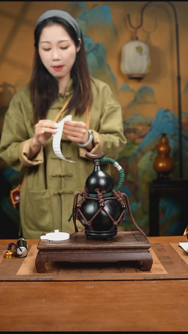 YM023复古网兜款天然酒葫芦（一物一拍）