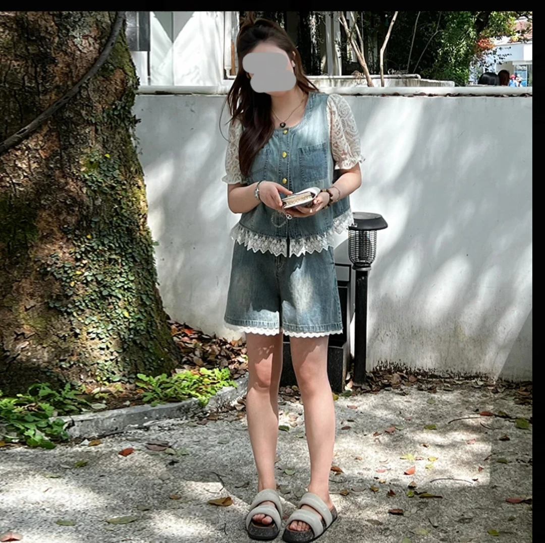 微胖2025年夏装新品休闲两件套装显瘦牛仔五一旅游出街衣服