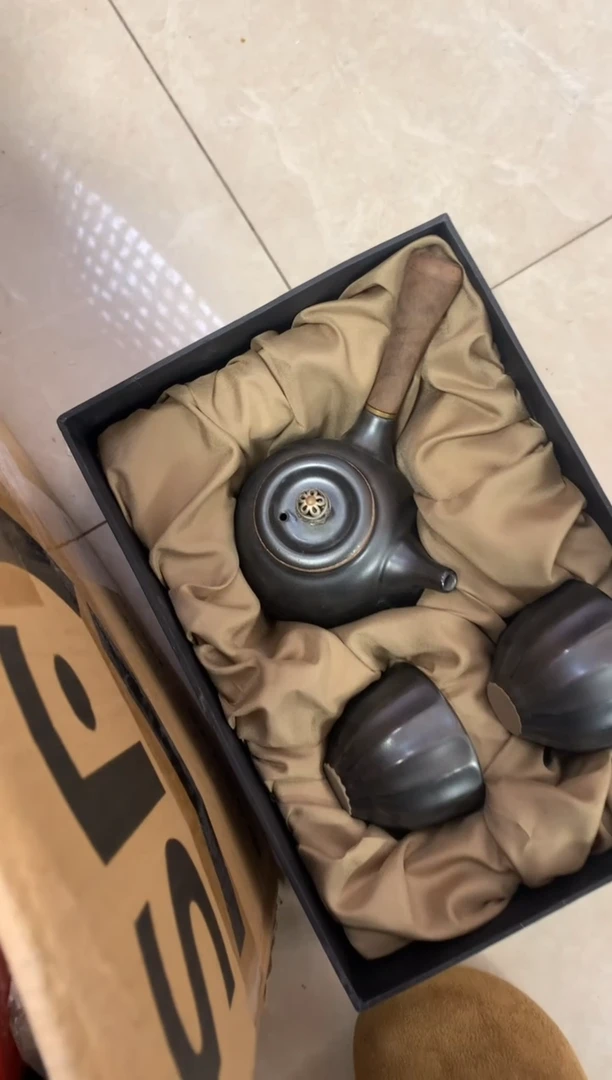 瓷器一壶两杯礼盒套装灰色