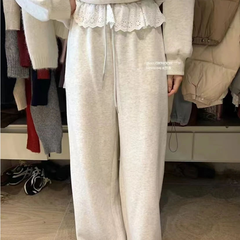 阿悄家 春款 韩系花边卫裤#9672