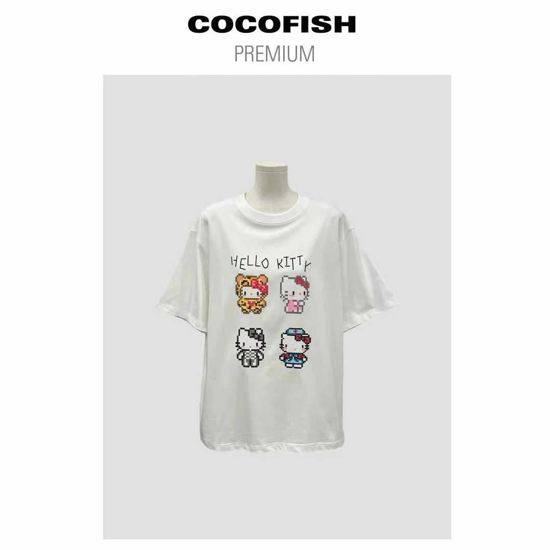 减龄甜美可爱卡通圆领大版短袖T恤#8887