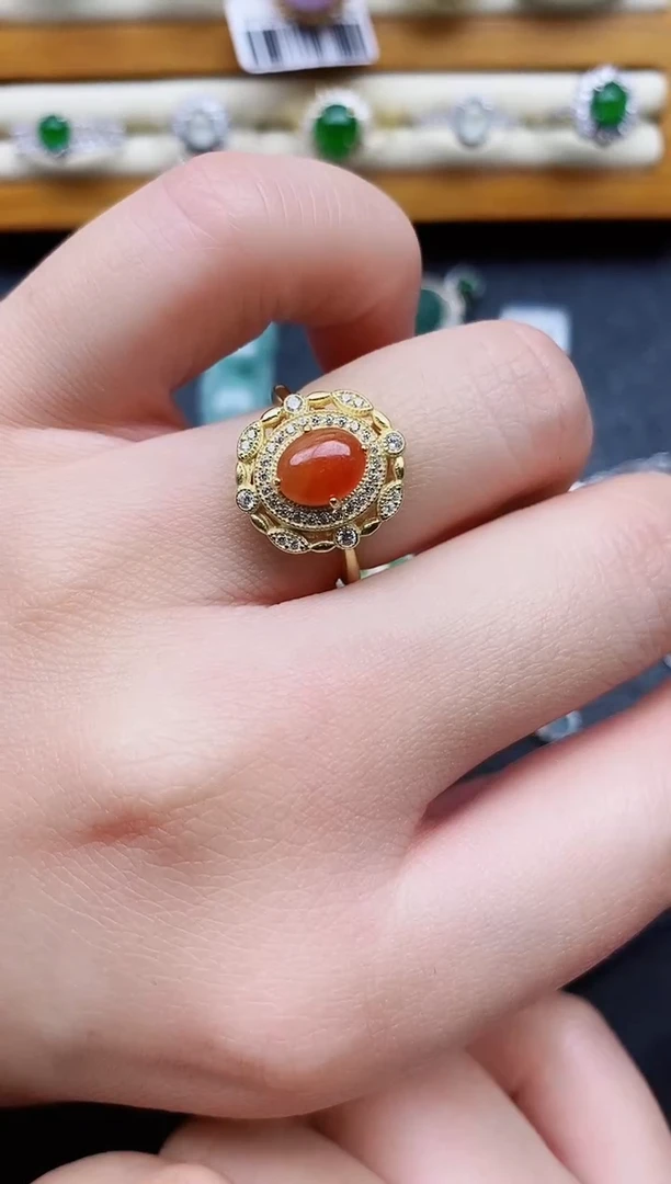 银S925镶嵌戒指翡翠1