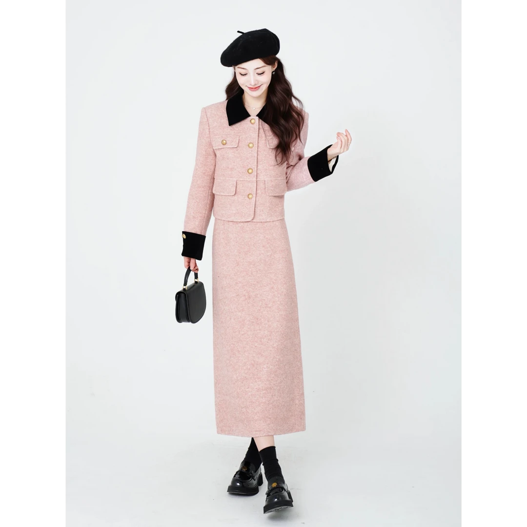 法式气质小香风外套半身裙两件套2025秋冬款时尚显瘦套装A811208