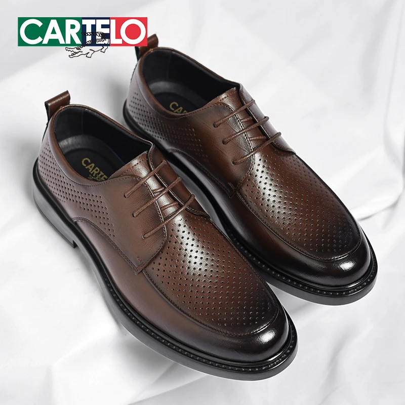 CARTELO/卡帝乐鳄鱼夏季2025新款镂空皮凉鞋男士商务休闲皮鞋男鞋