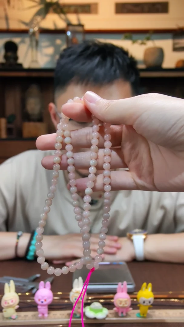 和田玉未镶嵌颈饰和田玉藕粉长串ZD放扣头6*