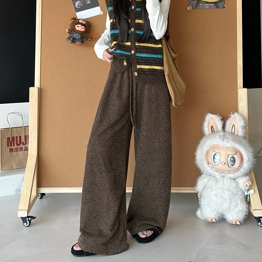 【高货品质】韩系慵懒小香风休闲裤女秋款新款高级感宽松显瘦阔腿裤