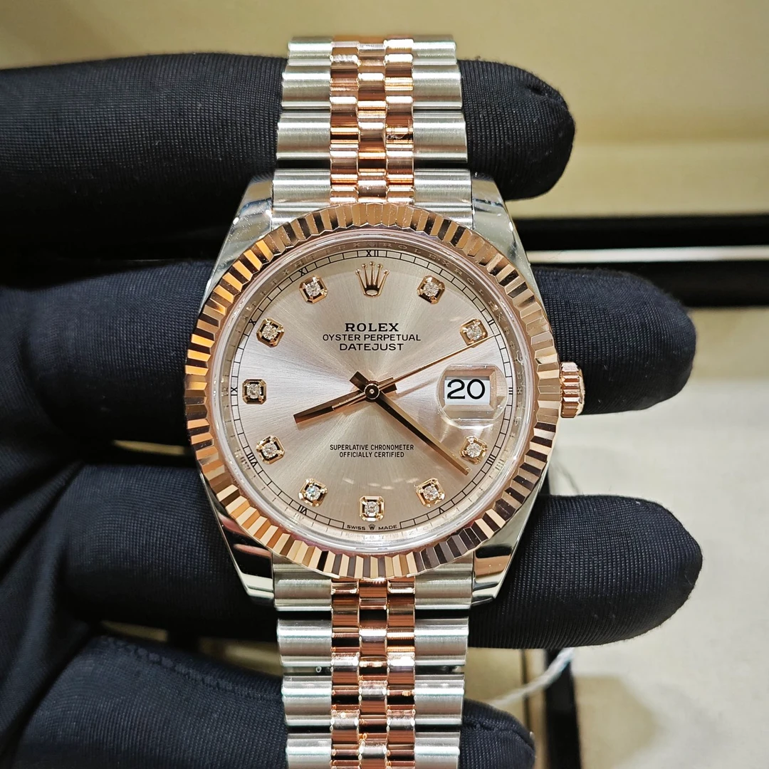 95新 Rolex/劳力士 23年日志型126331粉盘钻刻男士经典奢华机械表