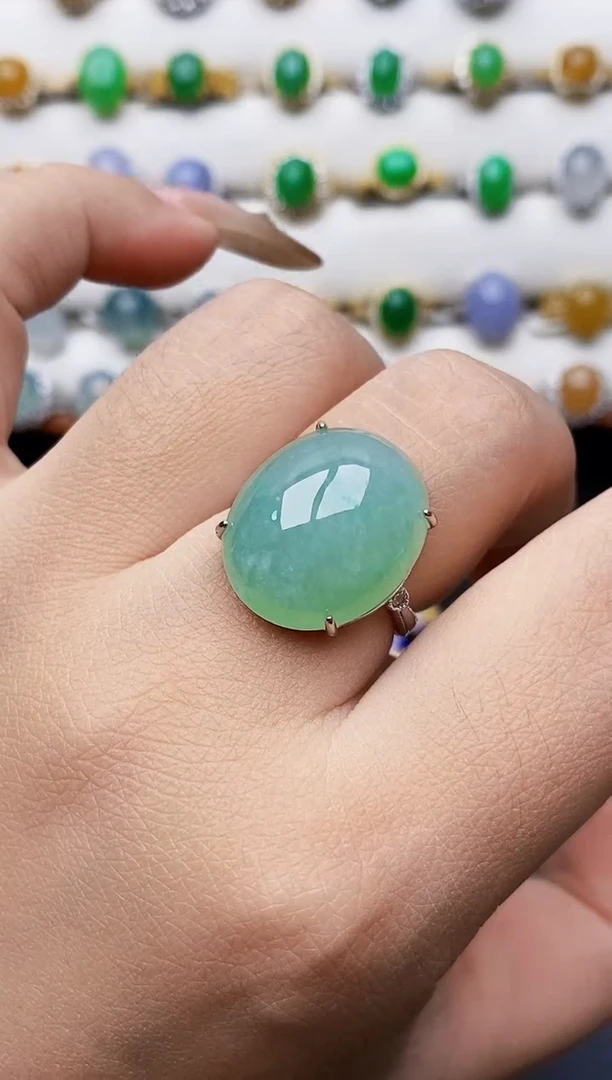 银S925镶嵌戒指翡翠0375