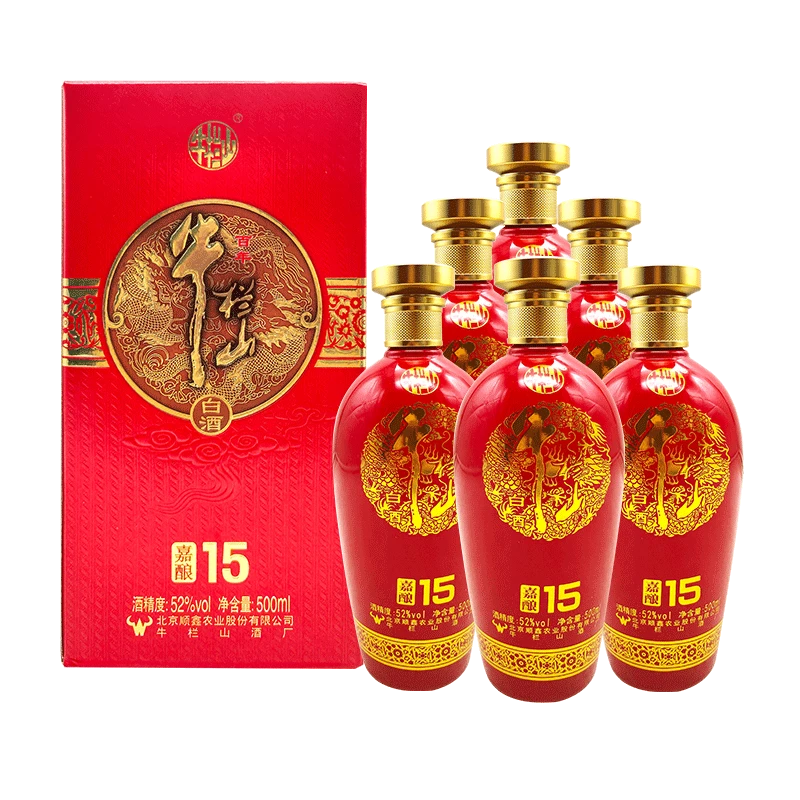 牛栏山北京二锅头嘉酿15浓香纯粮纯粮食白酒喜宴单瓶52度500ml