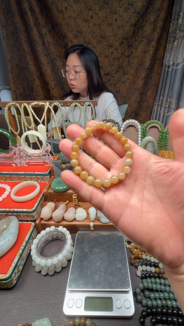 未镶嵌手串和田玉蜜糖手串