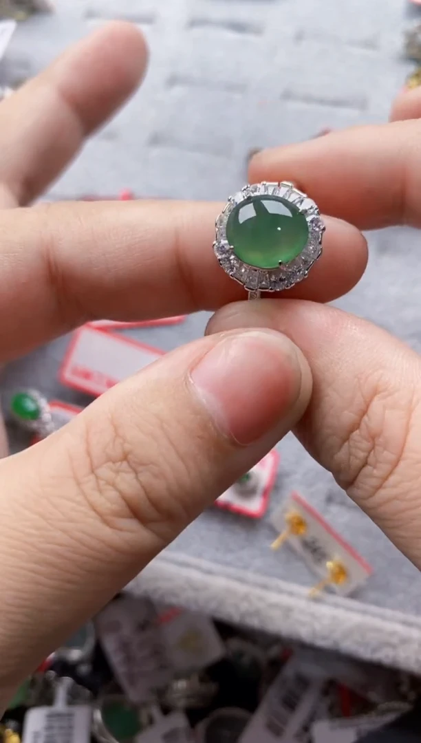 翡翠戒指银S925镶嵌11-11--8