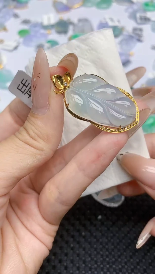 翡翠18K金镶嵌颈饰177   天然翡翠A货