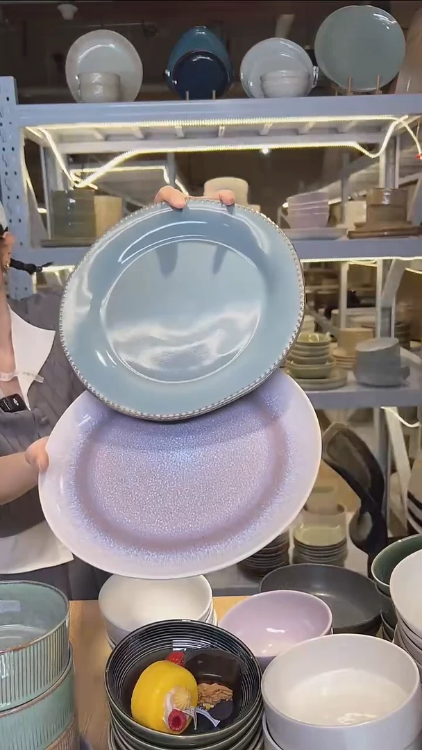 瓷73（十寸）外贸尾货高温釉下彩陶瓷餐具默认微瑕