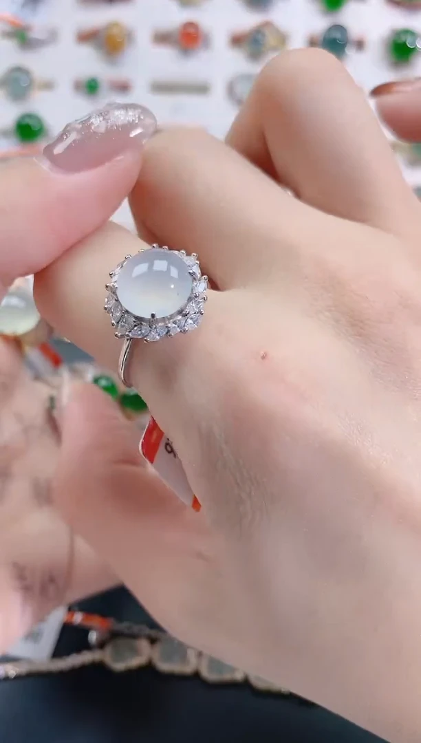 银S925镶嵌戒指翡翠天然翡翠