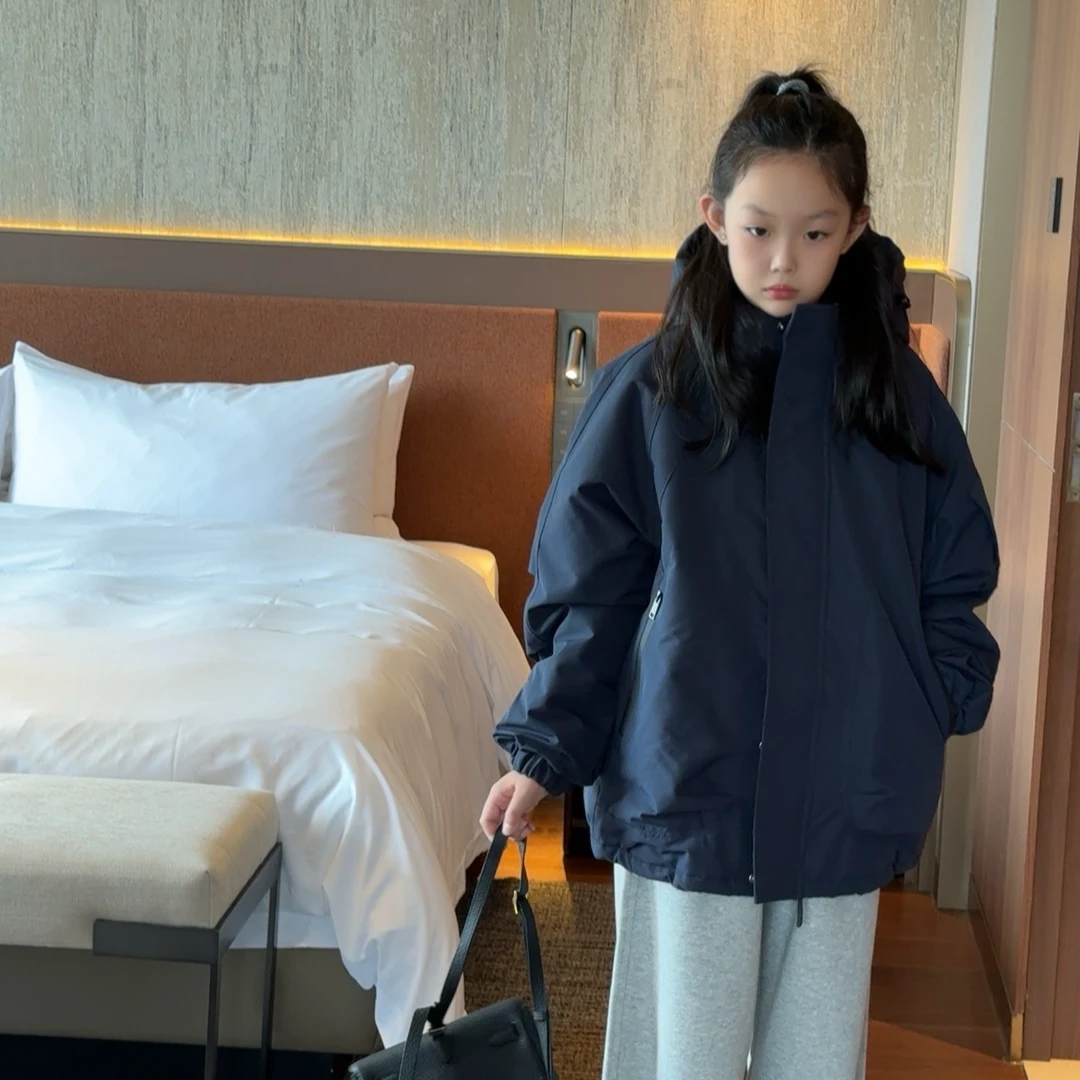 泡妈童装   冬季儿童女童连帽休闲时尚男童夹棉外套25059