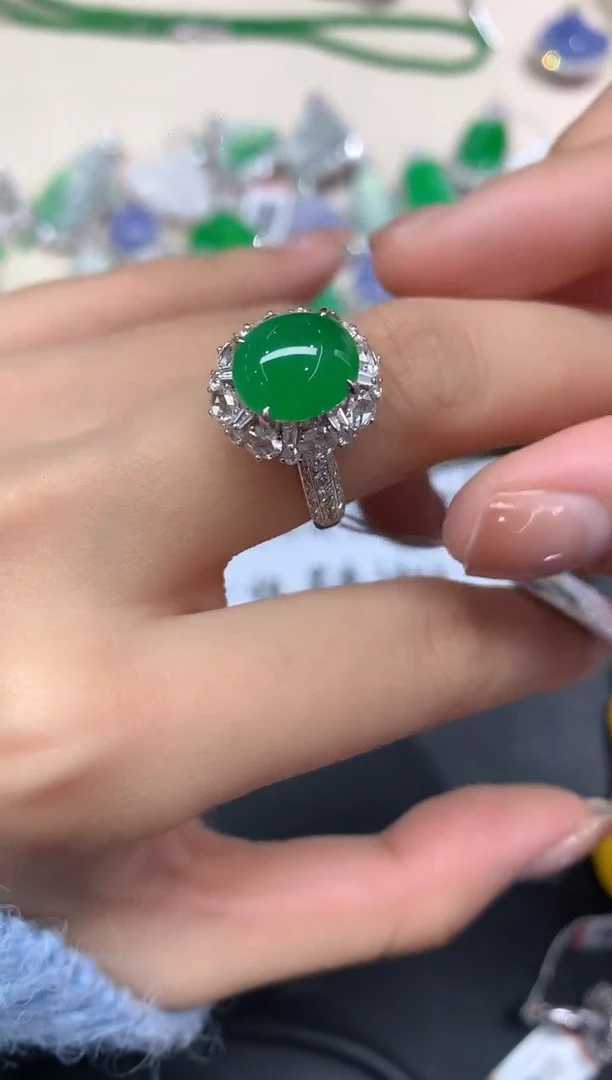 18K金镶嵌戒指翡翠戒指A234|49800