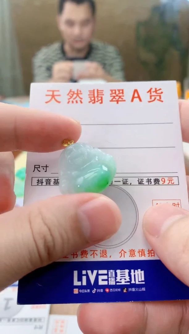 颈饰18K金镶嵌翡翠天然A货翡翠挂件